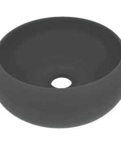 vidaXL Wastafel rond 40x15 cm keramiek mat donkergrijs