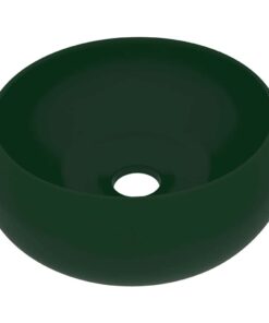 vidaXL Wastafel rond 40x15 cm keramiek mat donkergroen