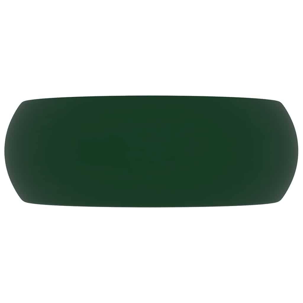 vidaXL Wastafel rond 40x15 cm keramiek mat donkergroen - Image 3