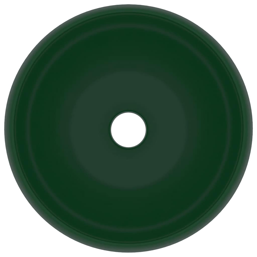 vidaXL Wastafel rond 40x15 cm keramiek mat donkergroen - Image 4