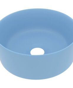 vidaXL Wastafel rond 40x15 cm keramiek mat lichtblauw