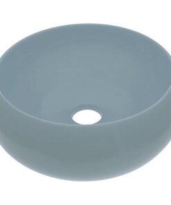 vidaXL Wastafel rond 40x15 cm keramiek mat lichtblauw