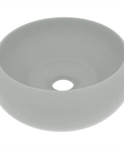 vidaXL Wastafel rond 40x15 cm keramiek mat lichtgrijs