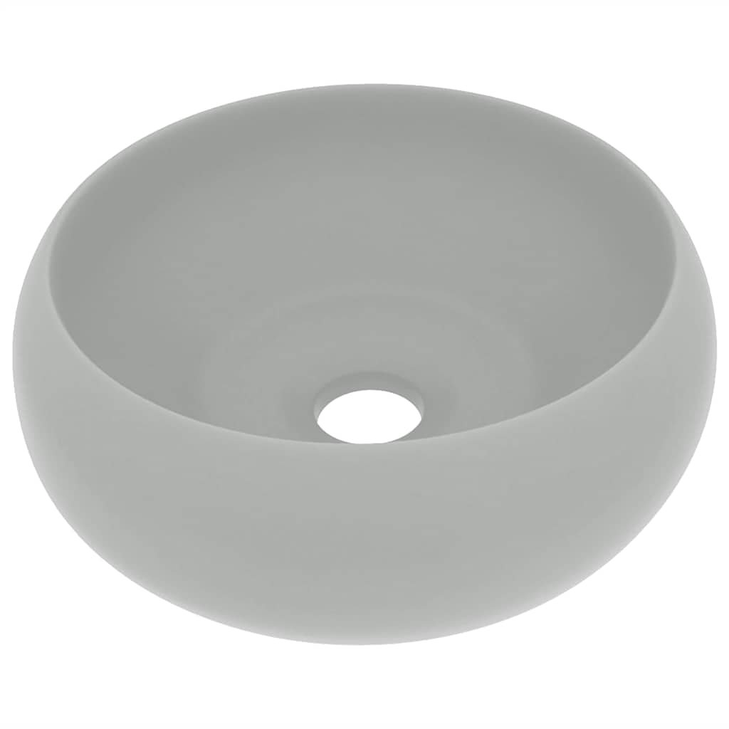 vidaXL Wastafel rond 40x15 cm keramiek mat lichtgrijs