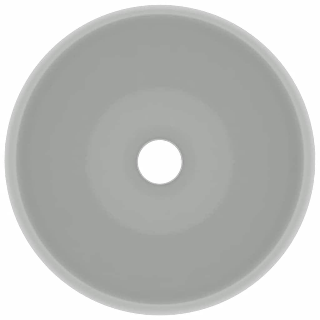 vidaXL Wastafel rond 40x15 cm keramiek mat lichtgrijs - Image 4