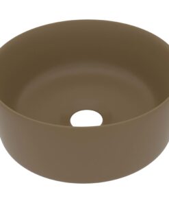 vidaXL Wastafel rond 40x15 cm keramiek matcrème