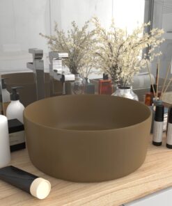 vidaXL Wastafel rond 40x15 cm keramiek matcrème