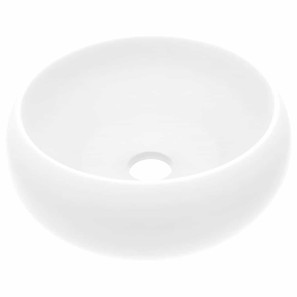 vidaXL Wastafel rond 40x15 cm keramiek matwit