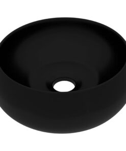 vidaXL Wastafel rond 40x15 cm keramiek matzwart