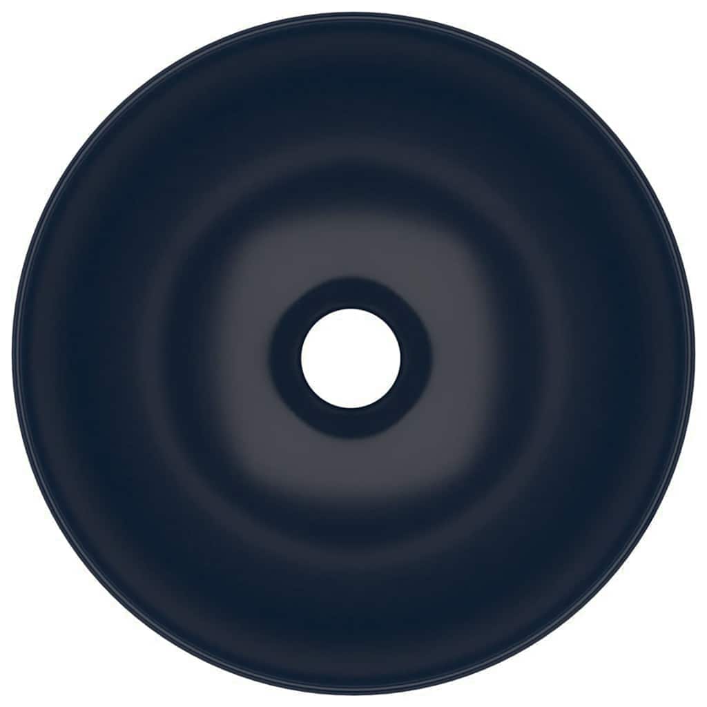 vidaXL Wastafel rond keramiek donkerblauw - Afbeelding 4