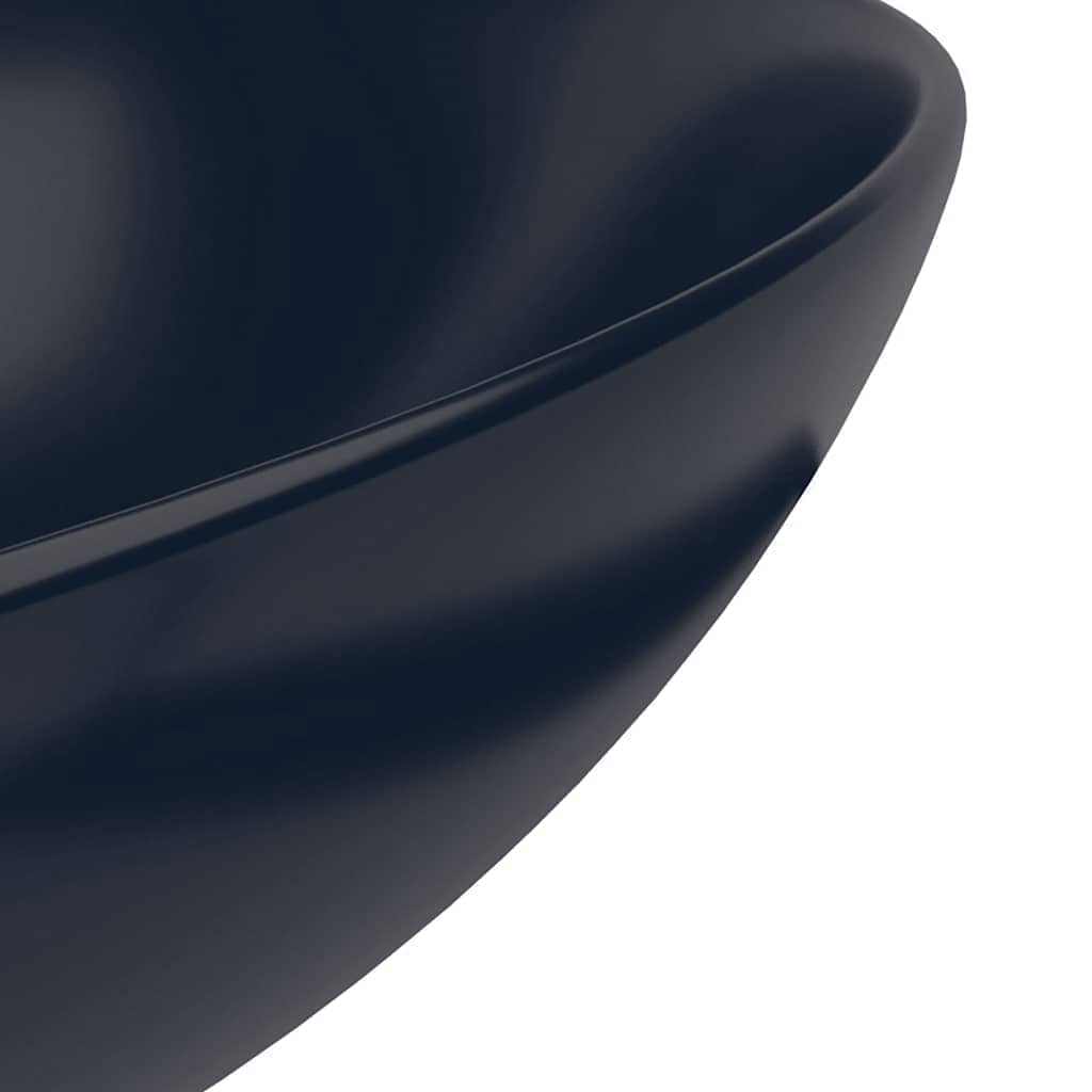 vidaXL Wastafel rond keramiek donkerblauw - Afbeelding 5
