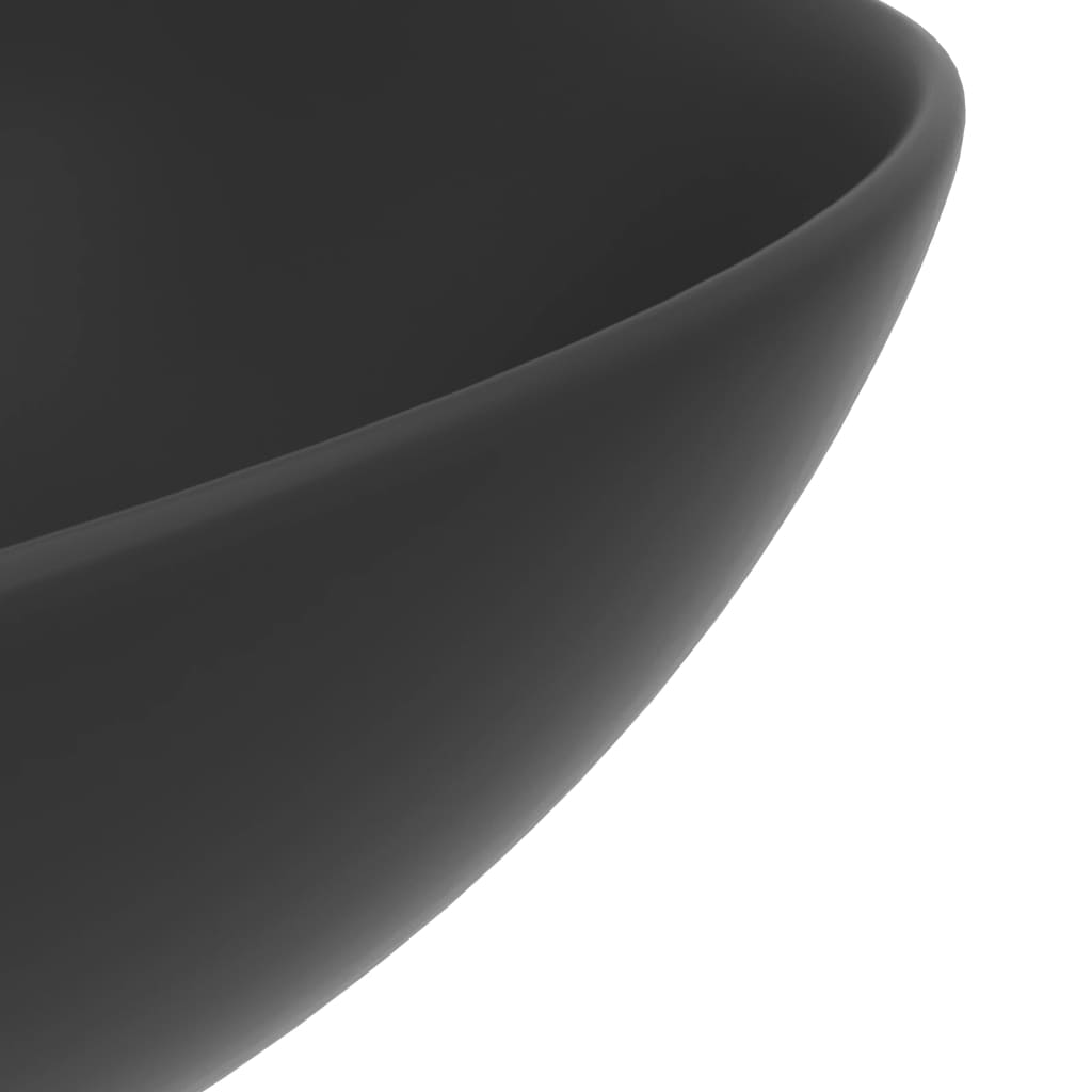 vidaXL Wastafel rond keramiek donkergrijs - Image 5