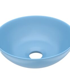 vidaXL Wastafel rond keramiek lichtblauw