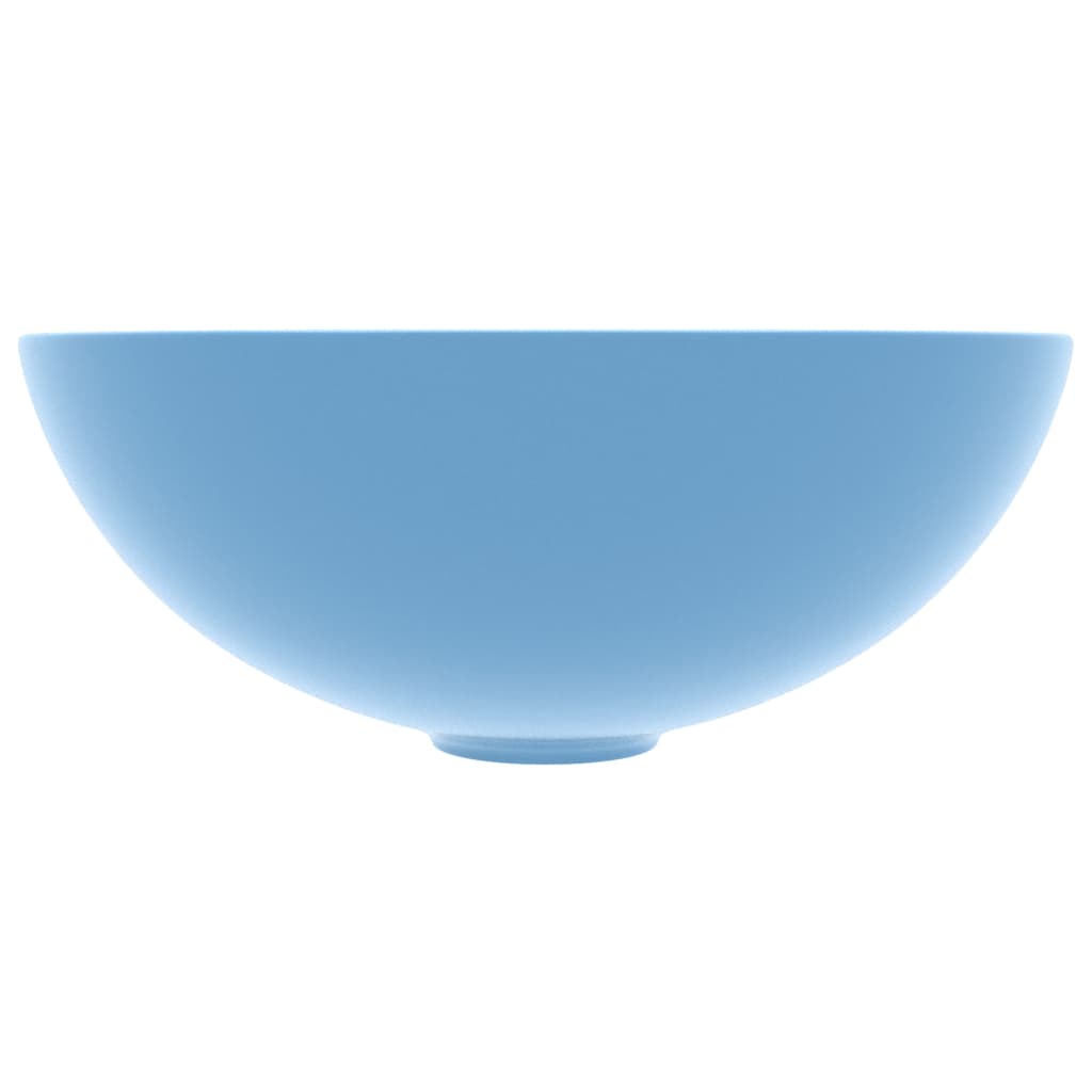 vidaXL Wastafel rond keramiek lichtblauw - Afbeelding 3