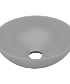 vidaXL Wastafel rond keramiek lichtgrijs