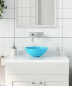 vidaXL Wastafel rond keramiek lichtgroen