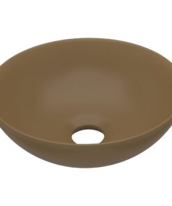 vidaXL Wastafel rond keramiek matcrème