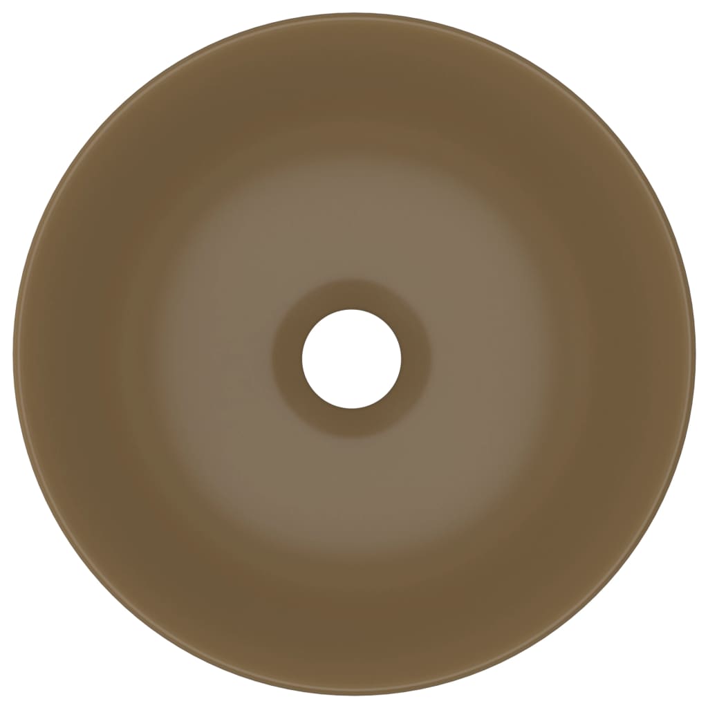 vidaXL Wastafel rond keramiek matcrème - Image 4