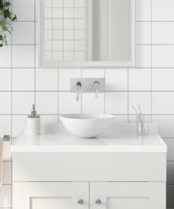 vidaXL Wastafel rond keramiek matwit