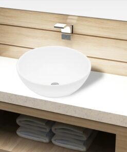 vidaXL Wastafel rond keramiek wit