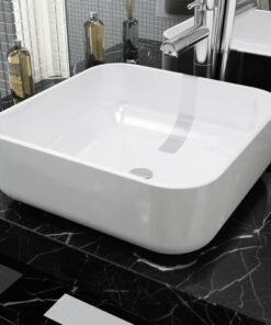 vidaXL Wastafel vierkant wit 39x39x13