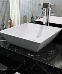 vidaXL Wastafel vierkant wit 41