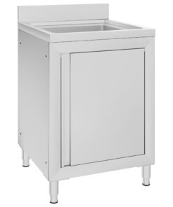 vidaXL Wastafelkast commercieel 60x60x96 cm roestvrij staal