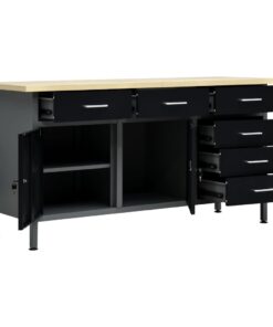 vidaXL Werkbank 160x60x85 cm staal zwart