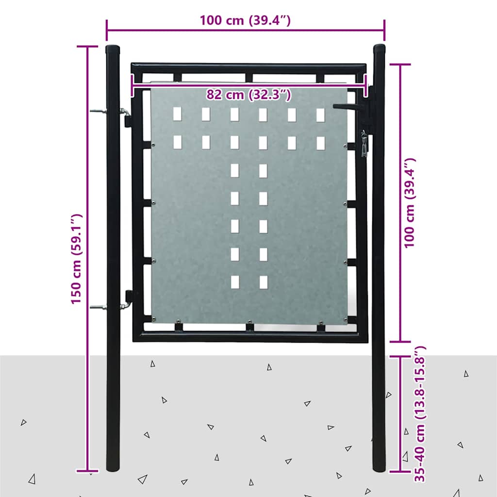 vidaXL Zwarte enkele deur 100x100 cm - Image 5
