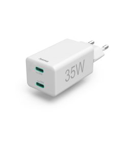 Hama Snellader 2x USB-C PD/Qualcomm&reg; Mini-oplader 35 W Wit