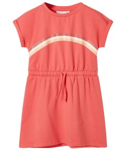 Kinderjurk met trekkoord 104 koraalkleurig