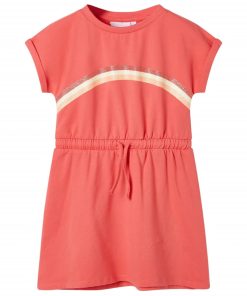 Kinderjurk met trekkoord 116 koraalkleurig