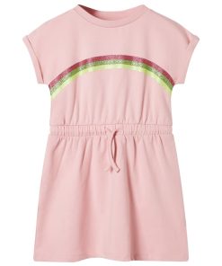 Kinderjurk met trekkoord 128 lichtroze