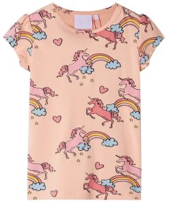 Kinderpyjama met korte mouwen 128 lichtoranje