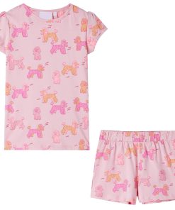 Kinderpyjama met korte mouwen 128 lichtroze