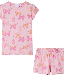 Kinderpyjama met korte mouwen 140 lichtroze