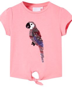 Kindershirt 116 fluorescerend roze