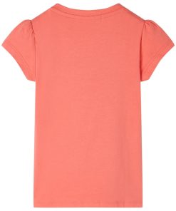 Kindershirt met kapmouwen 116 koraalkleurig