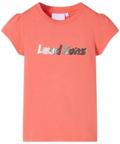 Kindershirt met kapmouwen 116 koraalkleurig