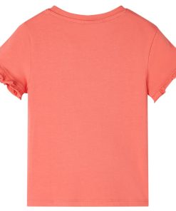 Kindershirt met korte mouwen 104 koraalkleurig