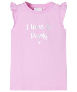 Kindershirt met ruches aan de mouwen 104 lila