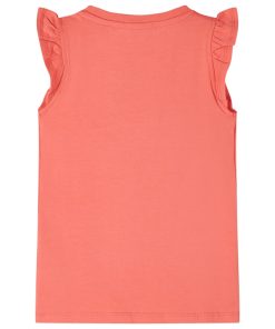 Kindershirt met ruches aan de mouwen 116 koraalkleurig