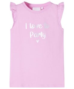 Kindershirt met ruches aan de mouwen 116 lila