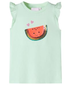 Kindershirt met ruches aan de mouwen 116 zachtgroen