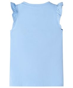 Kindershirt met ruches aan de mouwen 128 lichtblauw