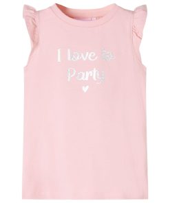 Kindershirt met ruches aan de mouwen 140 lichtroze