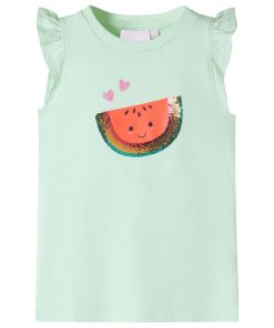 Kindershirt met ruches aan de mouwen 140 zachtgroen