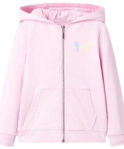 Kindervest met capuchon 128 lichtroze