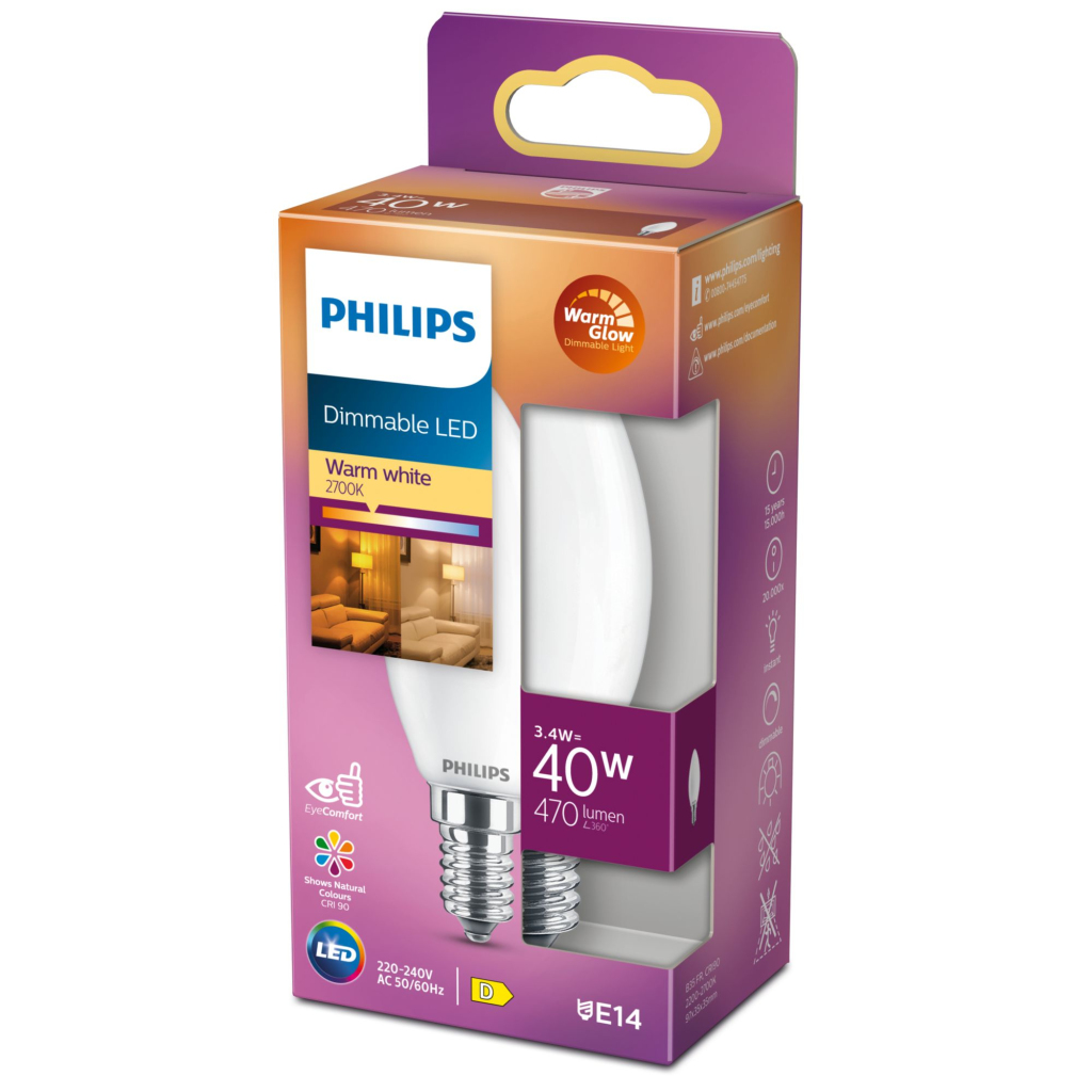 Philips Led Classic 40w B35 E14 Fr Wgd90 Srt4 Verlichting - Afbeelding 4