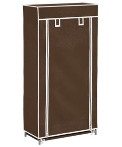 Stoffen schoenenrek met hoes 58 x 28 x 106 cm bruin